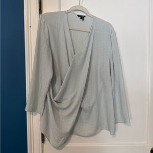 NIC+ZOE Light Blue/Gray Draped Blouse